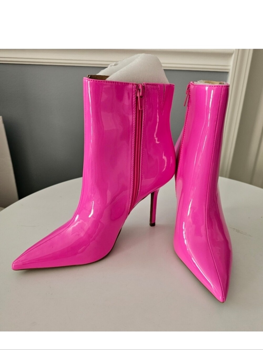 INC Pink Patent Stiletto Ankle Boots Pointed Toe Heels 7 NIB